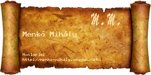 Menkó Mihály névjegykártya